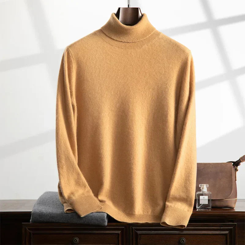 Maglione a collo alto da uomo – Cashmere – Vestibilità comoda – Maglia a coste – Lunghezza intera 4