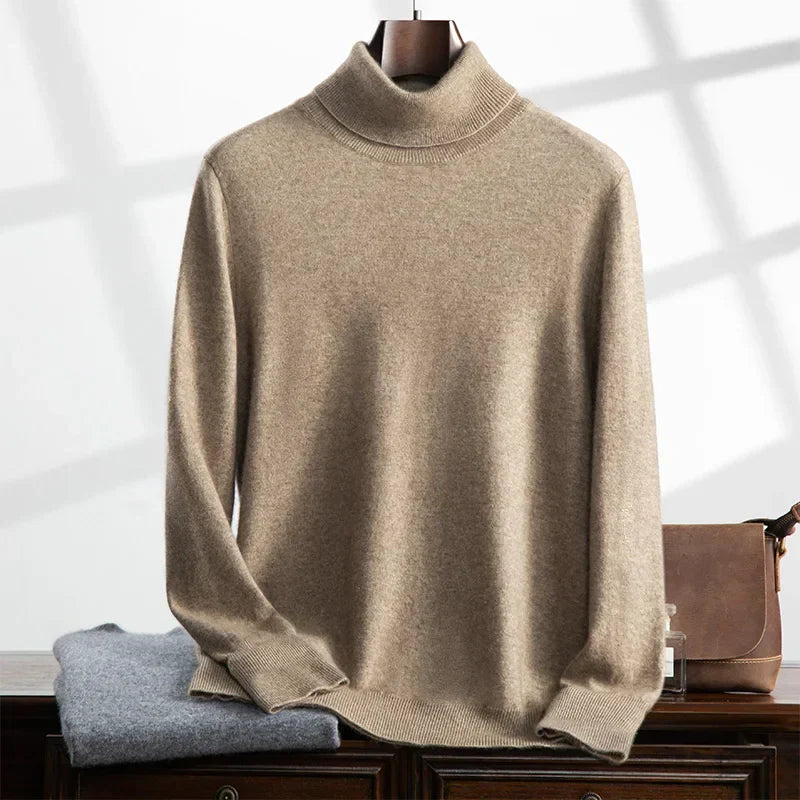 Maglione a collo alto da uomo – Cashmere – Vestibilità comoda – Maglia a coste – Lunghezza intera 5