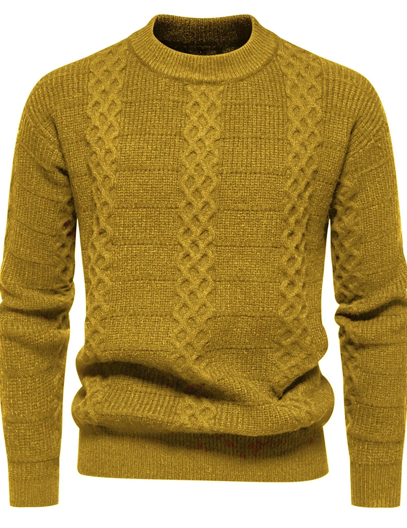 Maglione a trecce da uomo - Caldo misto lana - Vestibilità regolare - Girocollo - Abbigliamento casual 0