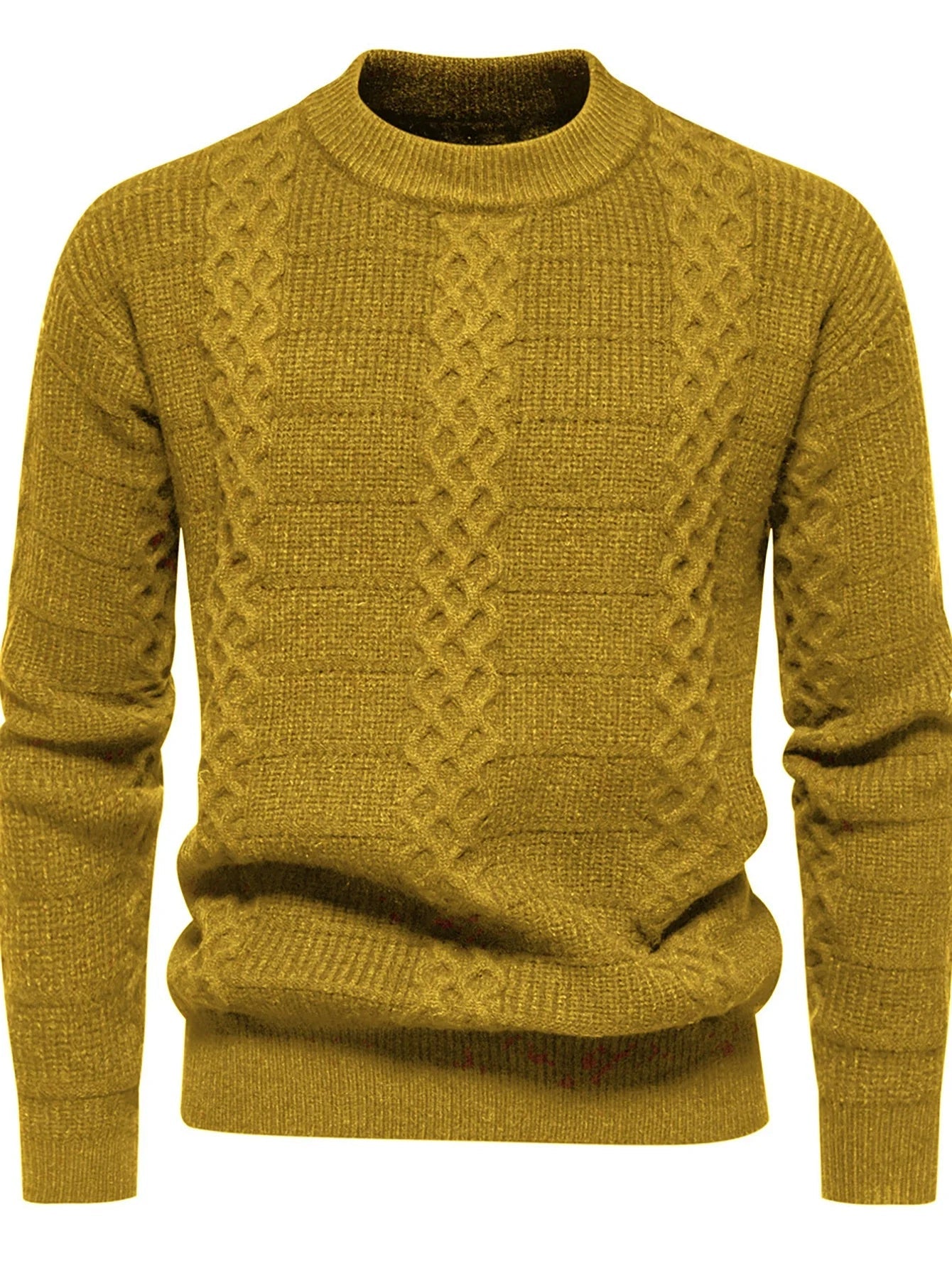 Maglione a trecce da uomo - Caldo misto lana - Vestibilità regolare - Girocollo - Abbigliamento casual 0