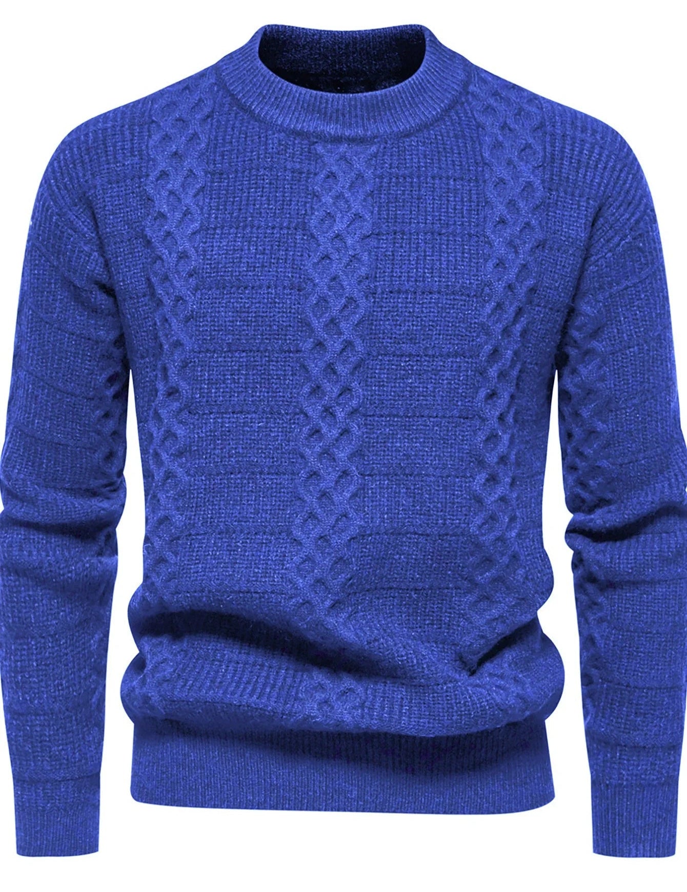 Maglione a trecce da uomo - Caldo misto lana - Vestibilità regolare - Girocollo - Abbigliamento casual 1