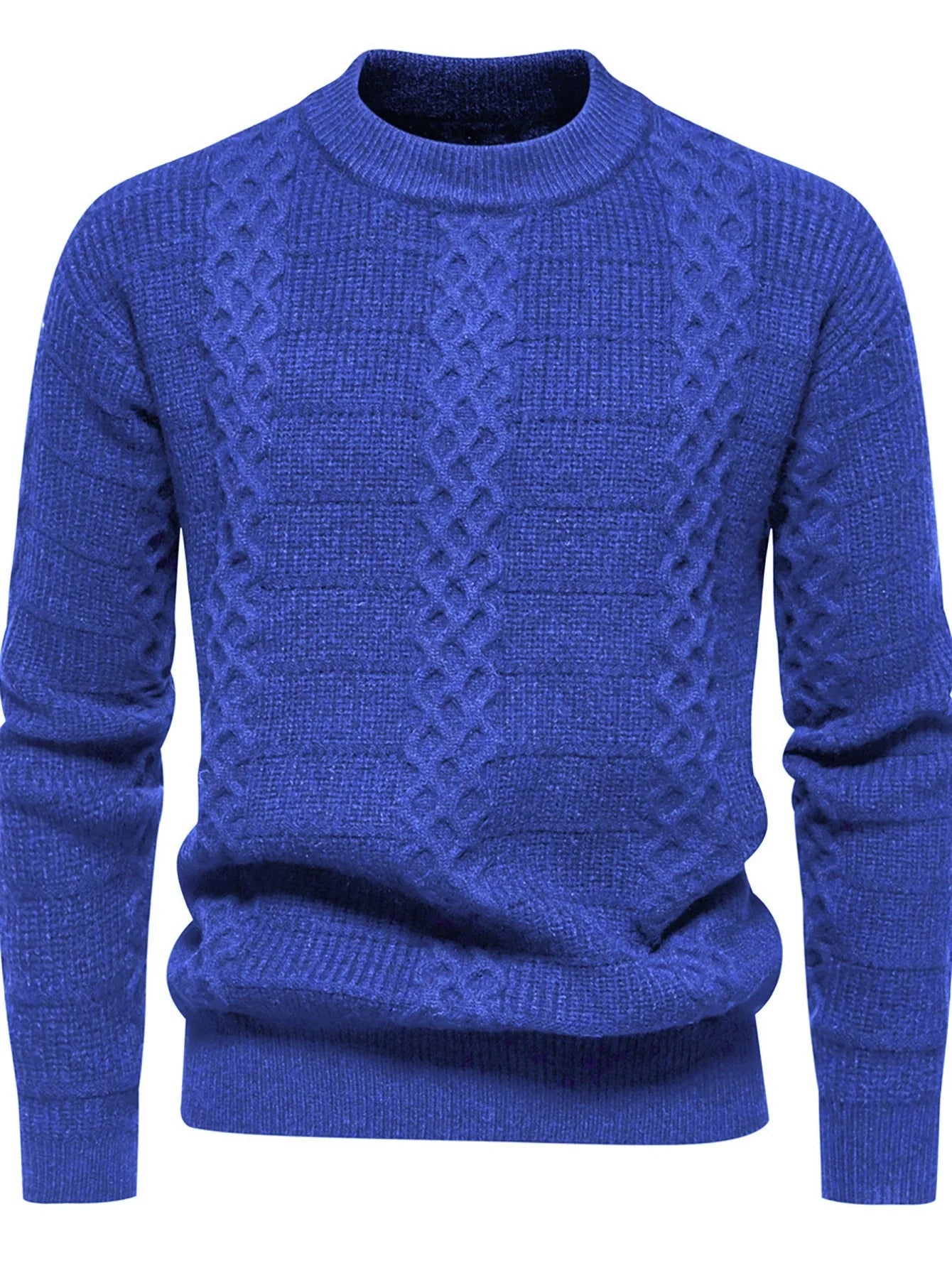 Maglione a trecce da uomo - Caldo misto lana - Vestibilità regolare - Girocollo - Abbigliamento casual 1