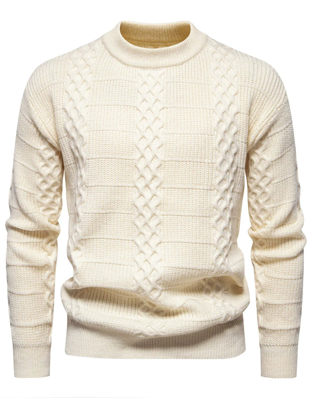 Maglione a trecce da uomo - Caldo misto lana - Vestibilità regolare - Girocollo - Abbigliamento casual 2