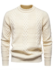 Maglione a trecce da uomo - Caldo misto lana - Vestibilità regolare - Girocollo - Abbigliamento casual 2