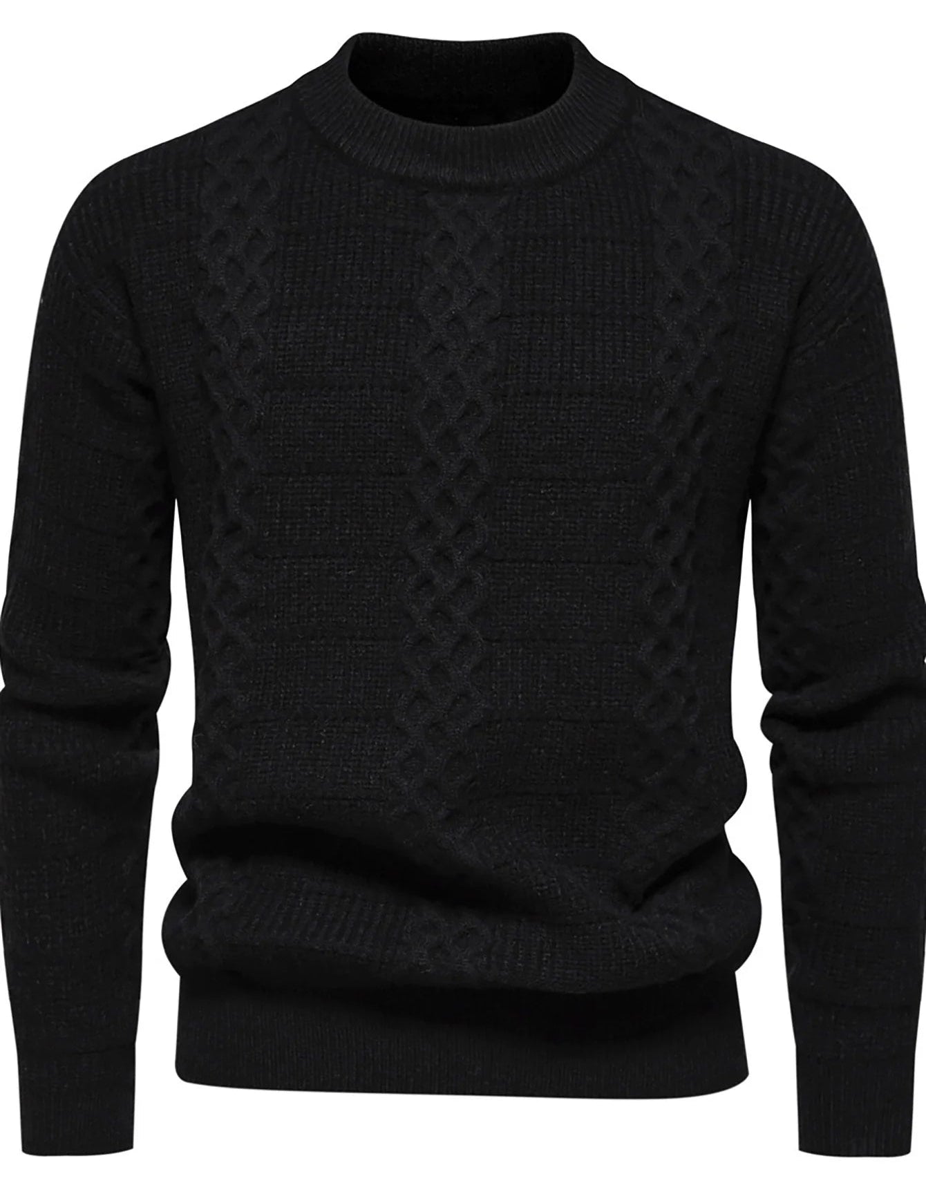 Maglione a trecce da uomo - Caldo misto lana - Vestibilità regolare - Girocollo - Abbigliamento casual 3