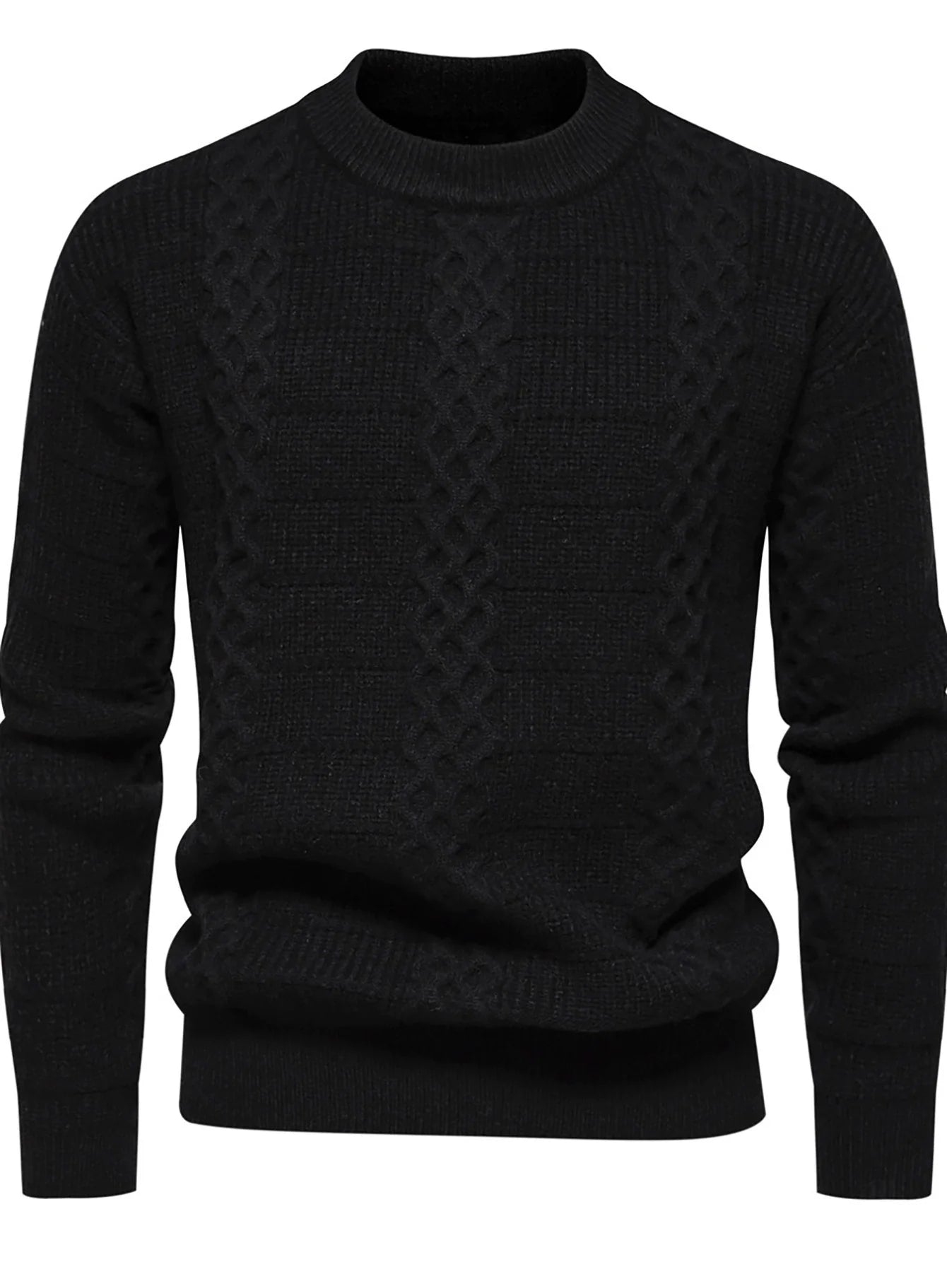 Maglione a trecce da uomo - Caldo misto lana - Vestibilità regolare - Girocollo - Abbigliamento casual 3