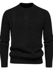 Maglione a trecce da uomo - Caldo misto lana - Vestibilità regolare - Girocollo - Abbigliamento casual 3