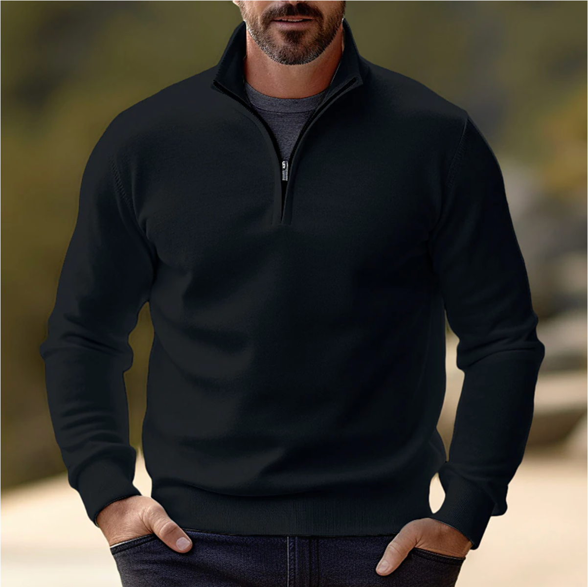 Maglione casual con mezza zip | Maglia morbida, traspirante, ideale per vestirsi a strati 2