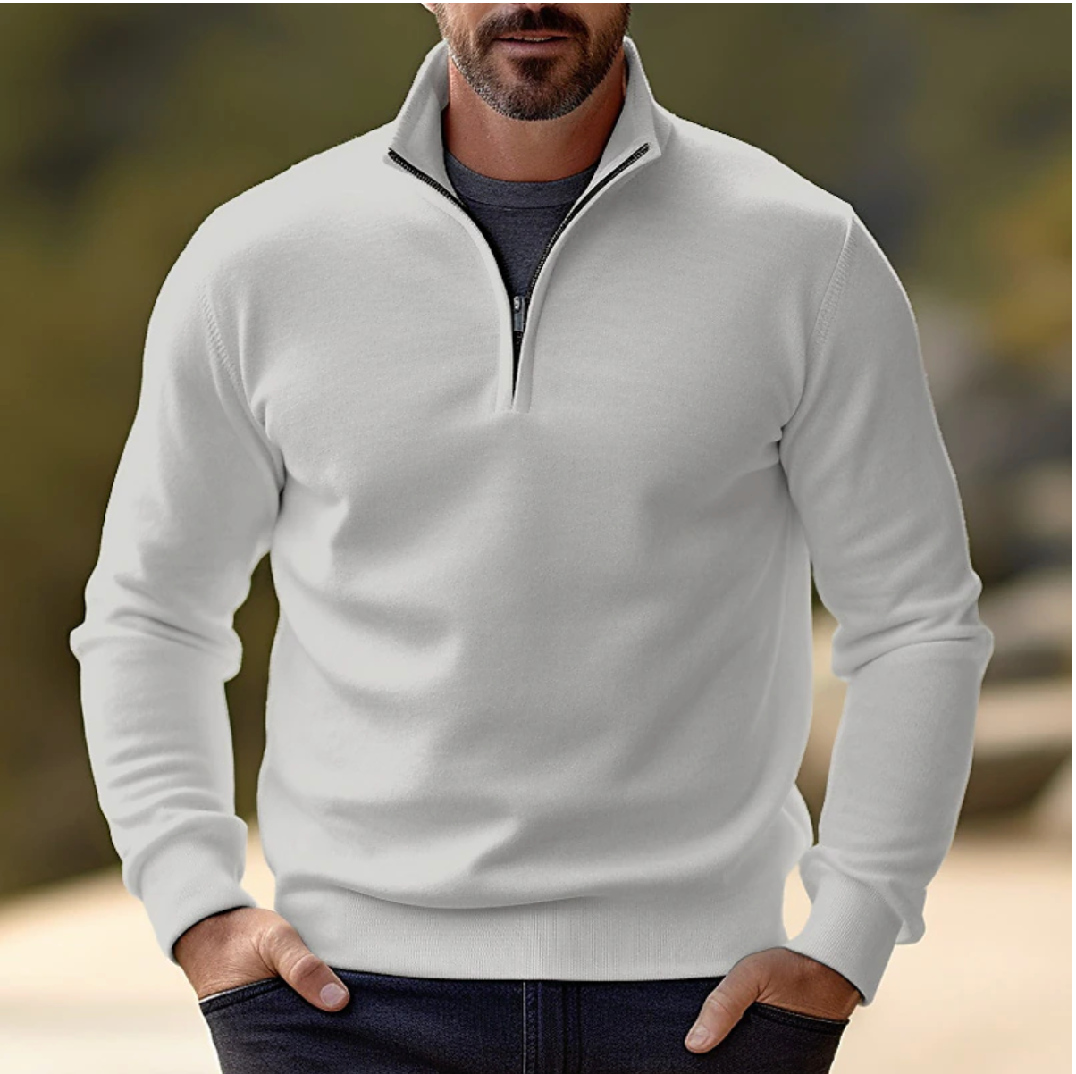 Maglione casual con mezza zip | Maglia morbida, traspirante, ideale per vestirsi a strati 3