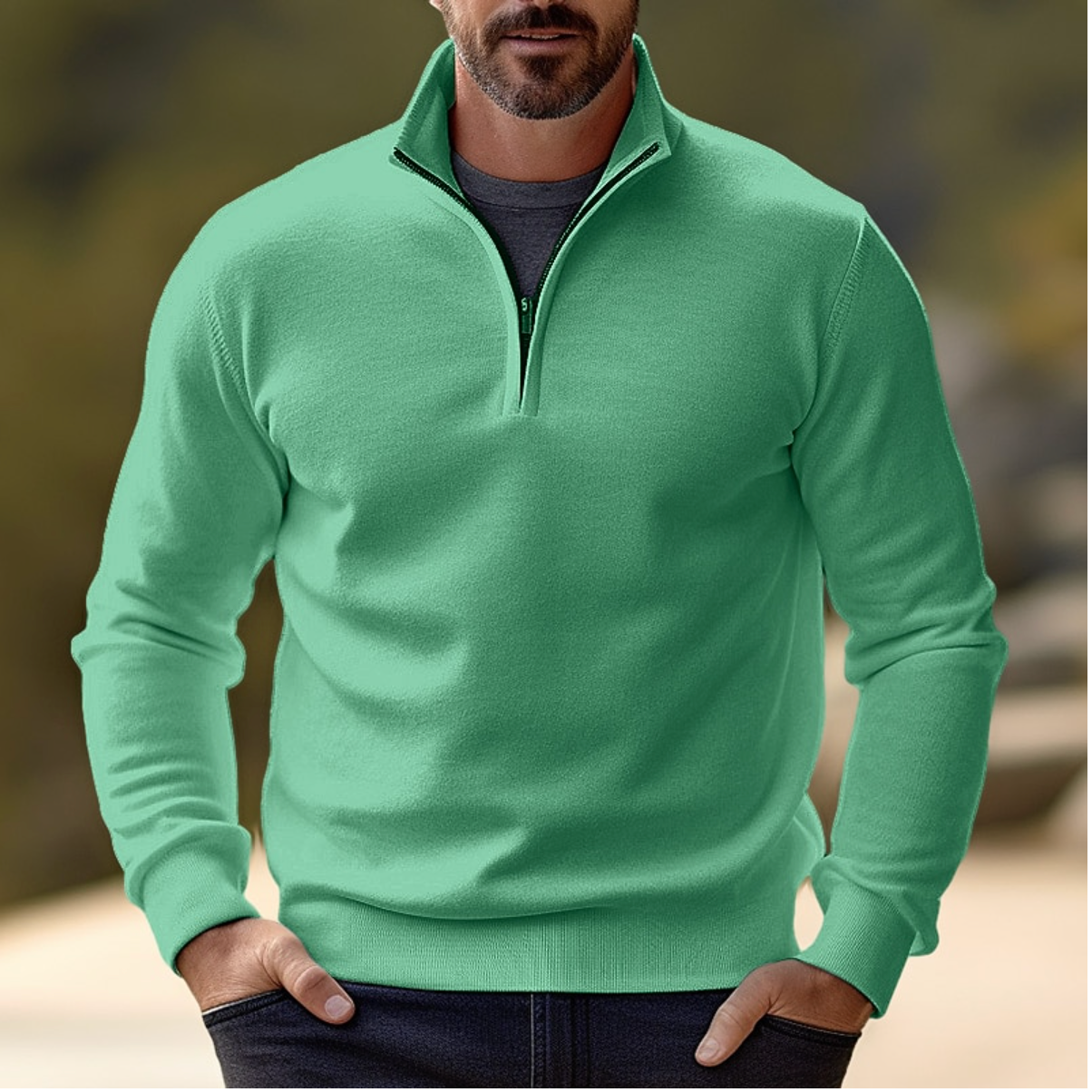 Maglione casual con mezza zip | Maglia morbida, traspirante, ideale per vestirsi a strati 4