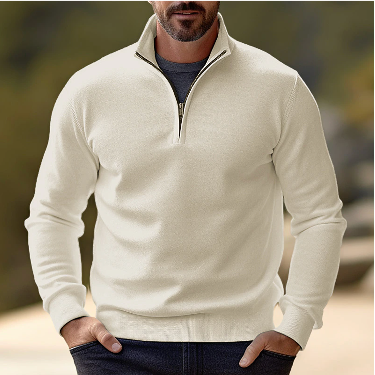 Maglione casual con mezza zip | Maglia morbida, traspirante, ideale per vestirsi a strati 5