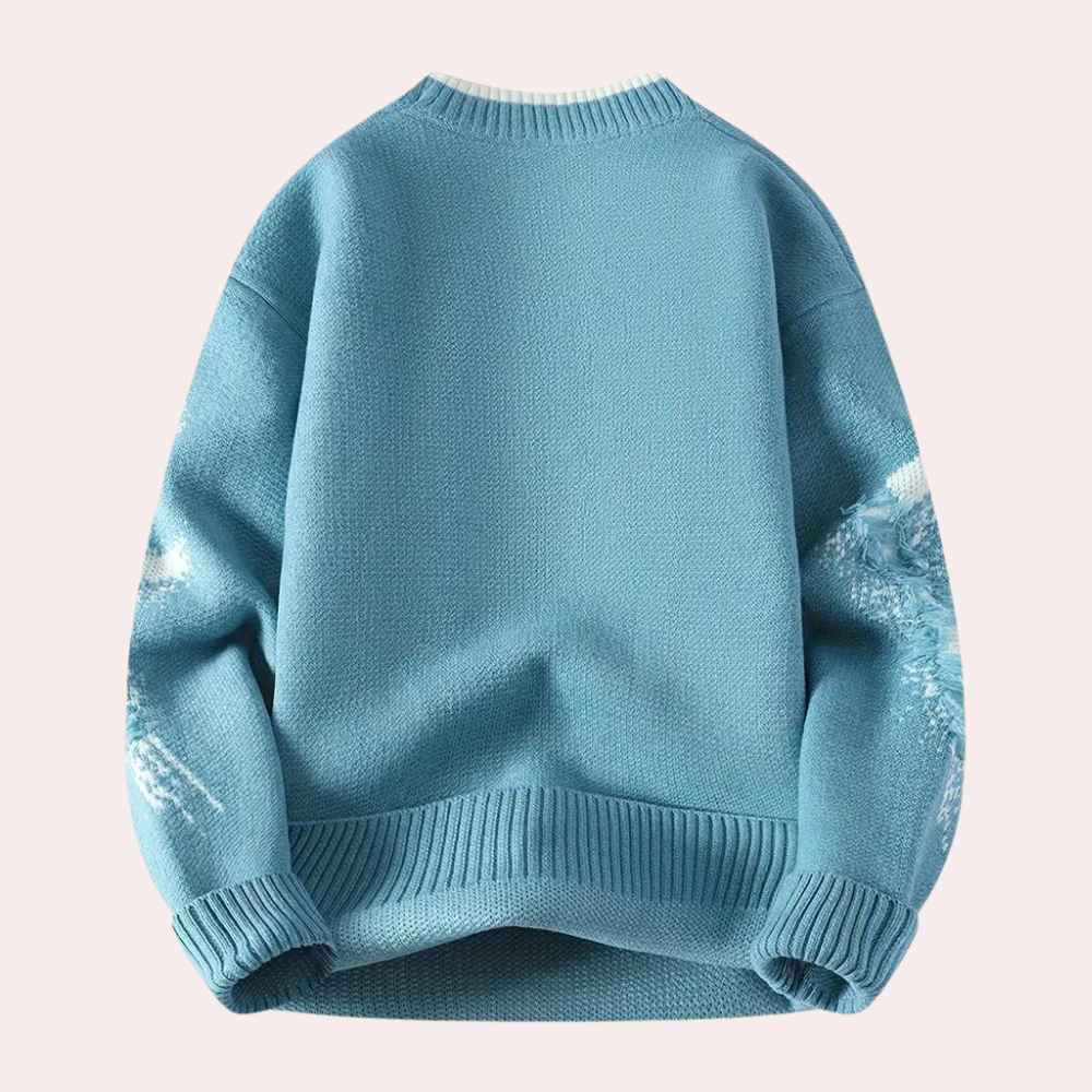 Maglione casual da uomo lavorato a maglia effetto consumato 4