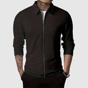 Maglione con cerniera da uomo – Maglia a nido d'ape – Design aderente – Abbigliamento casual a maniche lunghe 1