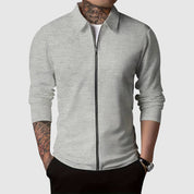 Maglione con cerniera da uomo – Maglia a nido d'ape – Design aderente – Abbigliamento casual a maniche lunghe 3