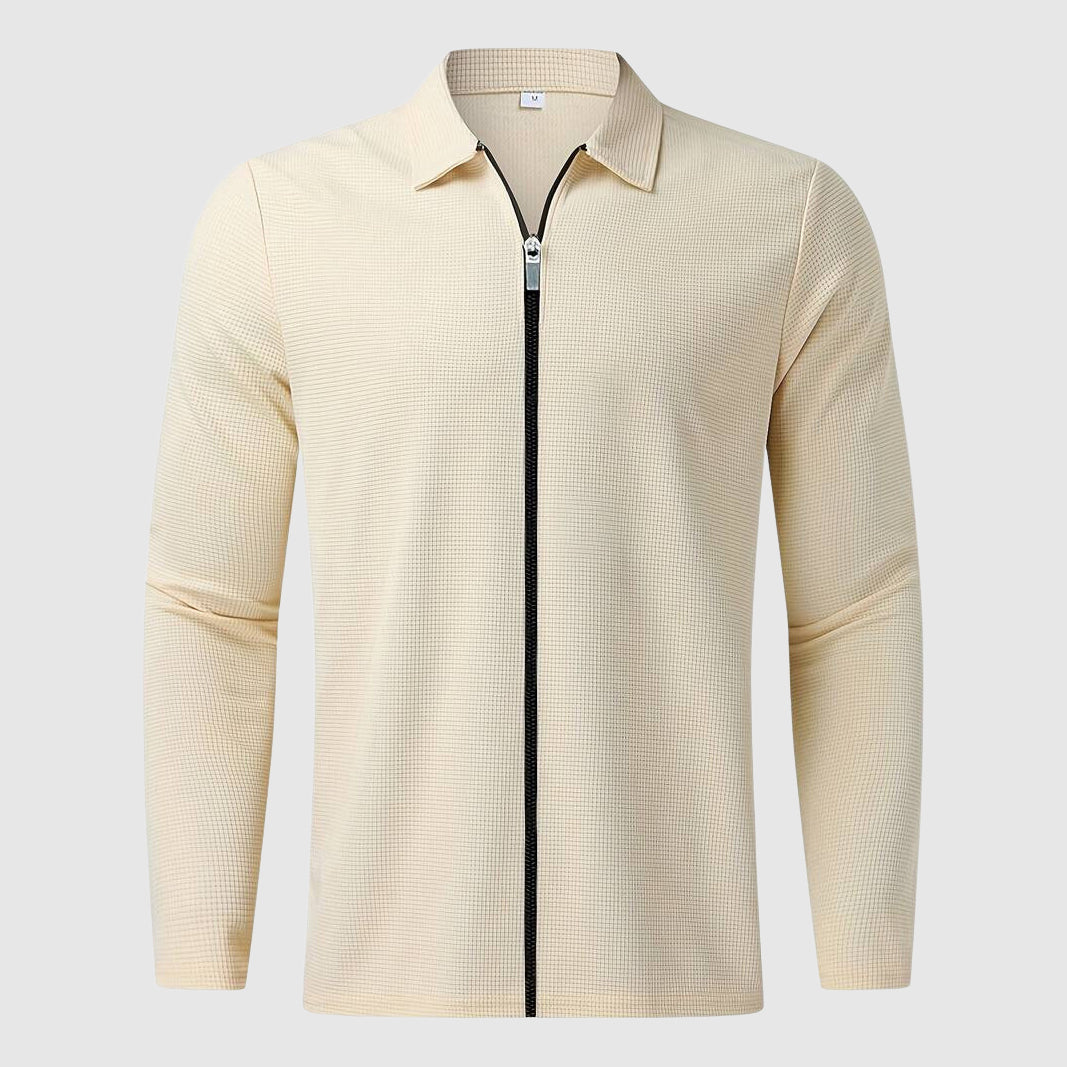 Maglione con cerniera da uomo – Maglia a nido d'ape – Design aderente – Abbigliamento casual a maniche lunghe 5