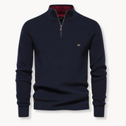 Maglione da uomo – Misto cotone – Vestibilità classica – Collo con mezza zip – Rifiniture a coste 0