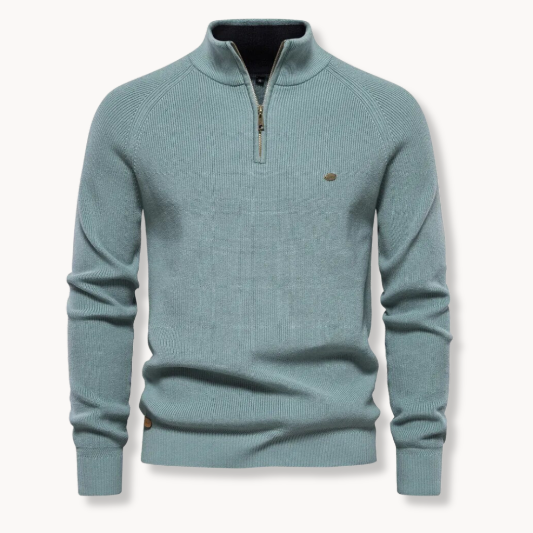 Maglione da uomo – Misto cotone – Vestibilità classica – Collo con mezza zip – Rifiniture a coste 4