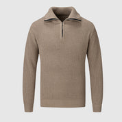 Maglione da uomo con mezza zip - Maglia testurizzata - Collo alto - Polsini e orlo a coste - Abbigliamento casual 0