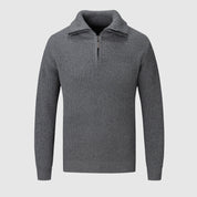 Maglione da uomo con mezza zip - Maglia testurizzata - Collo alto - Polsini e orlo a coste - Abbigliamento casual 1