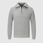 Maglione da uomo con mezza zip - Maglia testurizzata - Collo alto - Polsini e orlo a coste - Abbigliamento casual 3