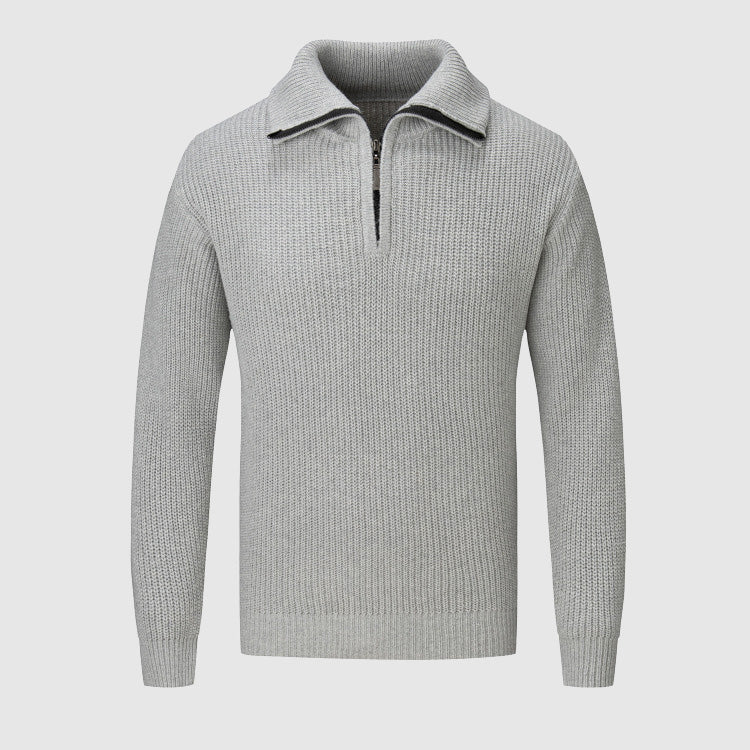 Maglione da uomo con mezza zip - Maglia testurizzata - Collo alto - Polsini e orlo a coste - Abbigliamento casual 3