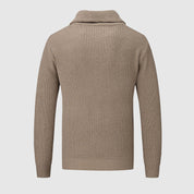 Maglione da uomo con mezza zip - Maglia testurizzata - Collo alto - Polsini e orlo a coste - Abbigliamento casual 4