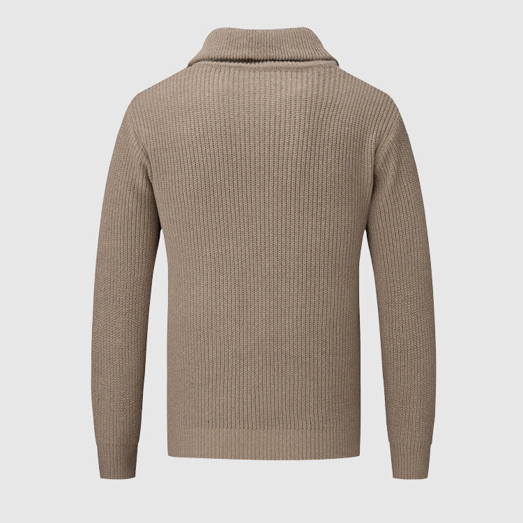 Maglione da uomo con mezza zip - Maglia testurizzata - Collo alto - Polsini e orlo a coste - Abbigliamento casual 4