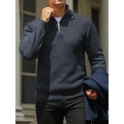 Maglione da uomo con mezza zip – Maglia testurizzata – Vestibilità su misura – Rifiniture a coste – Morbido al tatto 2