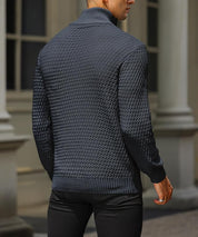 Maglione da uomo con mezza zip – Maglia testurizzata – Vestibilità su misura – Rifiniture a coste – Morbido al tatto 4