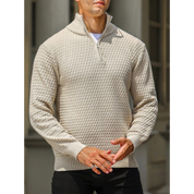 Maglione da uomo con mezza zip – Maglia testurizzata – Vestibilità su misura – Rifiniture a coste – Morbido al tatto 5