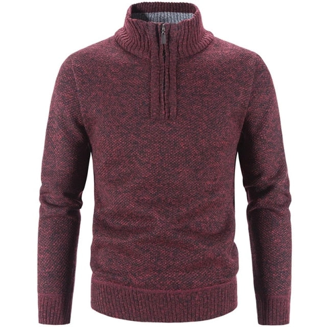 Maglione da uomo in maglia - Misto lana - Zip a un quarto - Collo a coste - Vestibilità classica 1
