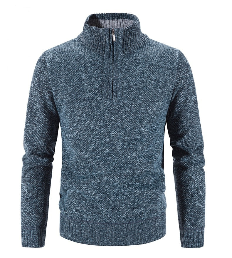 Maglione da uomo in maglia - Misto lana - Zip a un quarto - Collo a coste - Vestibilità classica 2