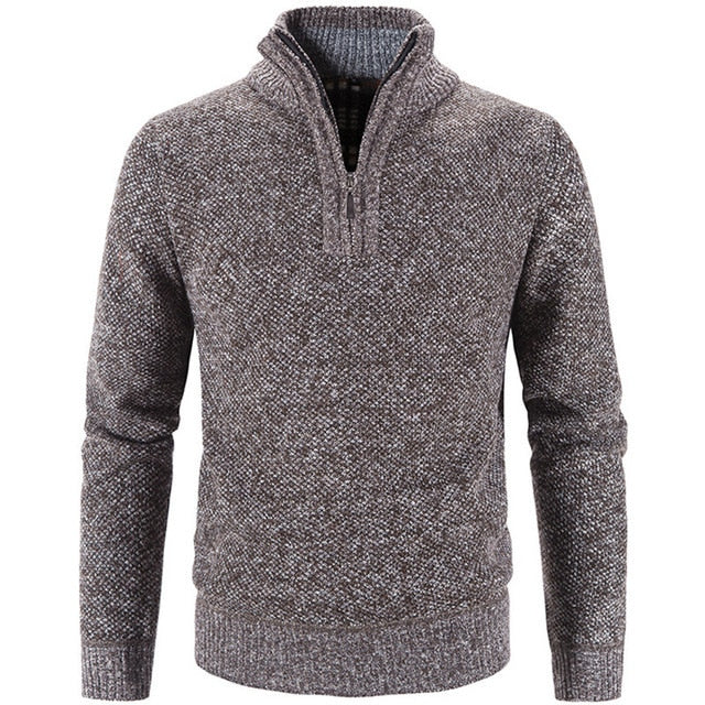 Maglione da uomo in maglia - Misto lana - Zip a un quarto - Collo a coste - Vestibilità classica 3