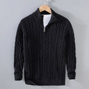 Maglione da uomo in maglia a trecce - Zip a un quarto - Collo e polsini a coste - Caldo ed elegante 0