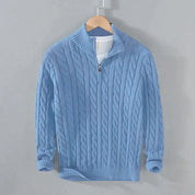 Maglione da uomo in maglia a trecce - Zip a un quarto - Collo e polsini a coste - Caldo ed elegante 4