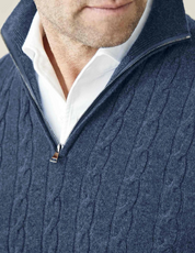 Maglione da uomo in maglia a trecce – Misto lana – Mezza cerniera – Collo alto – Vestibilità casual elegante 2