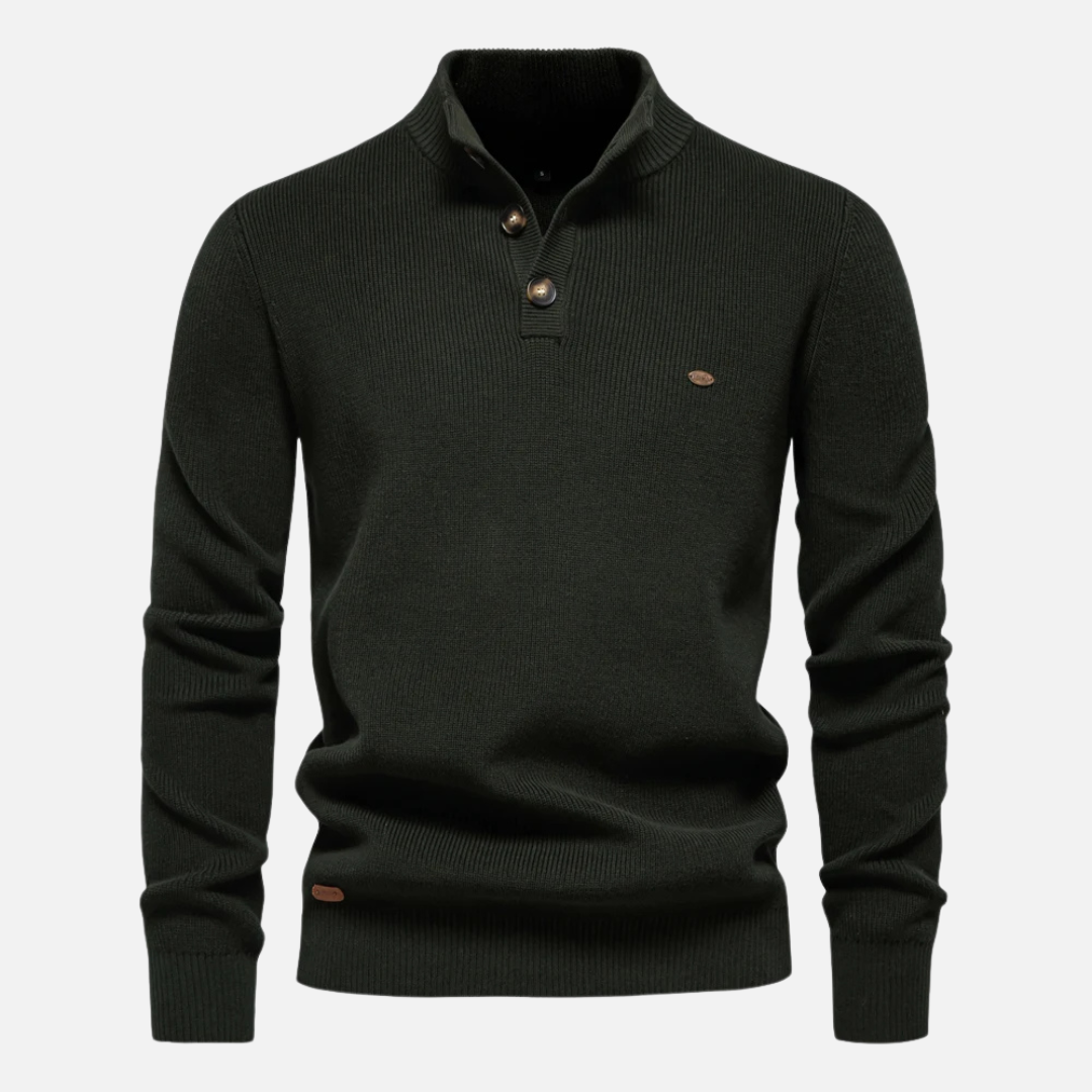 Maglione dolcevita da uomo – Misto lana – Vestibilità slim – Maglia a coste con abbottonatura 2