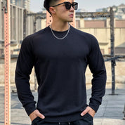 Maglione girocollo a coste da uomo 0