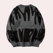 Maglione lavorato a maglia da uomo - Design astratto - Girocollo - Manica lunga - Polsini a coste 2