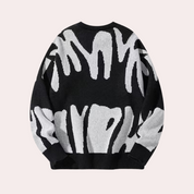 Maglione lavorato a maglia da uomo - Design astratto - Girocollo - Manica lunga - Polsini a coste 3