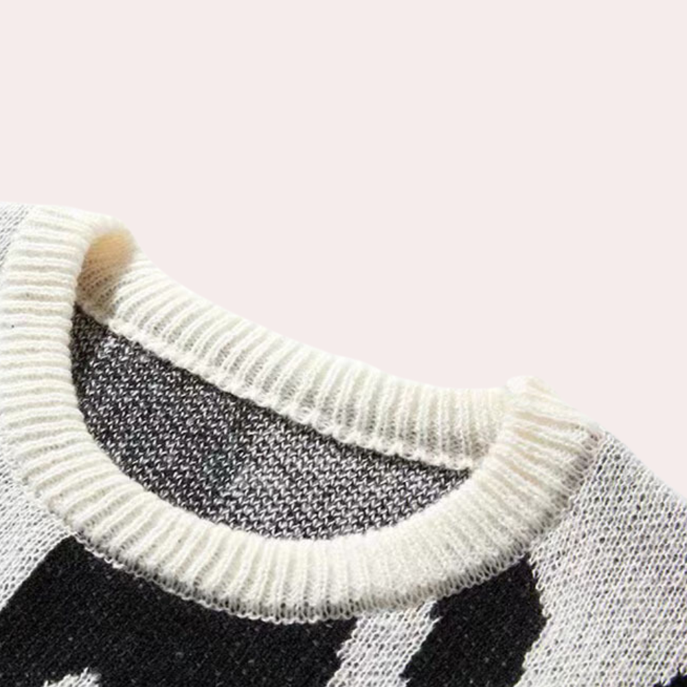 Maglione lavorato a maglia da uomo - Design astratto - Girocollo - Manica lunga - Polsini a coste 4
