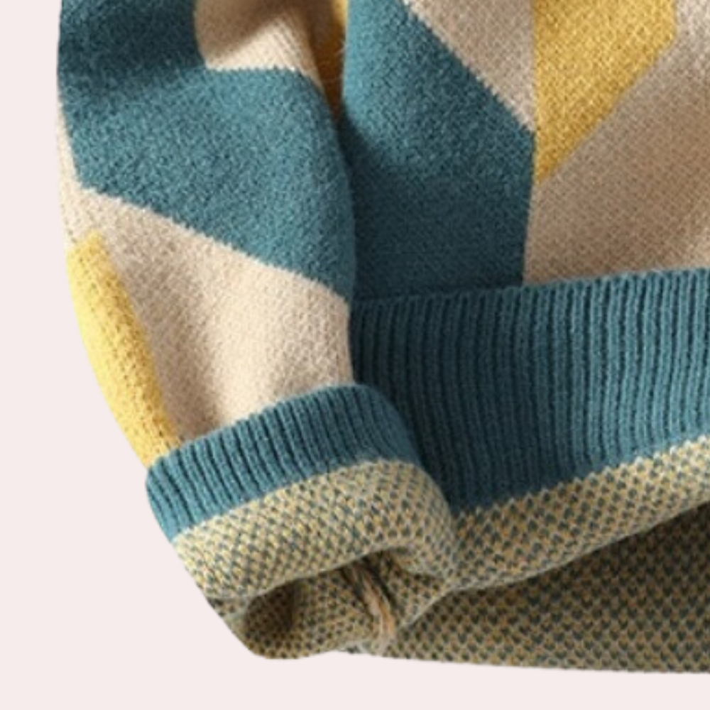 Maglione lavorato a maglia da uomo - Motivo geometrico - Girocollo - Vestibilità comoda - Manica lunga 2
