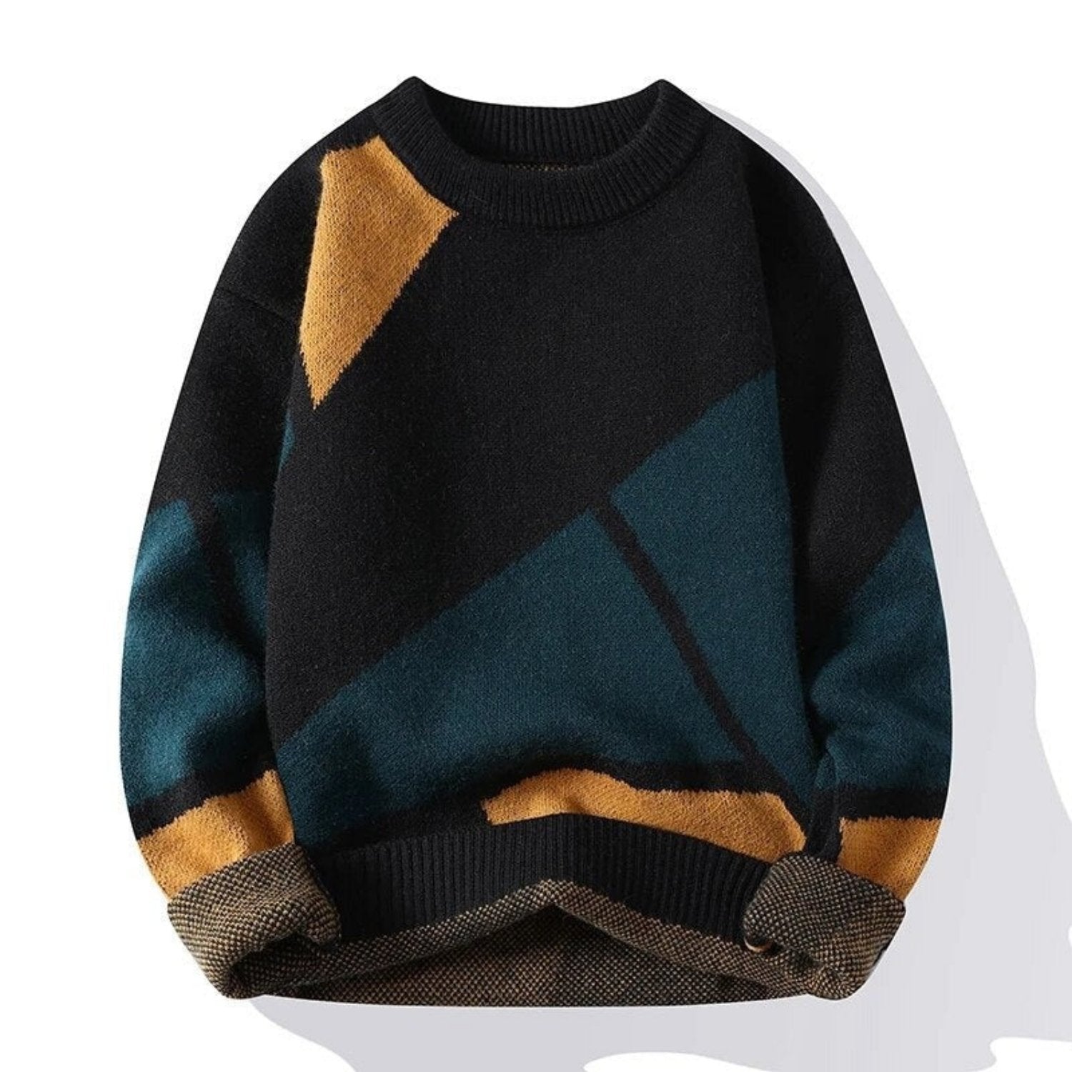 Maglione lavorato a maglia da uomo - Tessuto spesso e caldo - Manica lunga - Scollo rotondo - Abbigliamento casual elegante 0