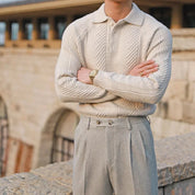 Maglione lavorato a maglia da uomo – Vestibilità slim – Maglia a trecce – Collo polo – Manica lunga – Abbigliamento elegante 2