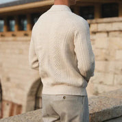 Maglione lavorato a maglia da uomo – Vestibilità slim – Maglia a trecce – Collo polo – Manica lunga – Abbigliamento elegante 4