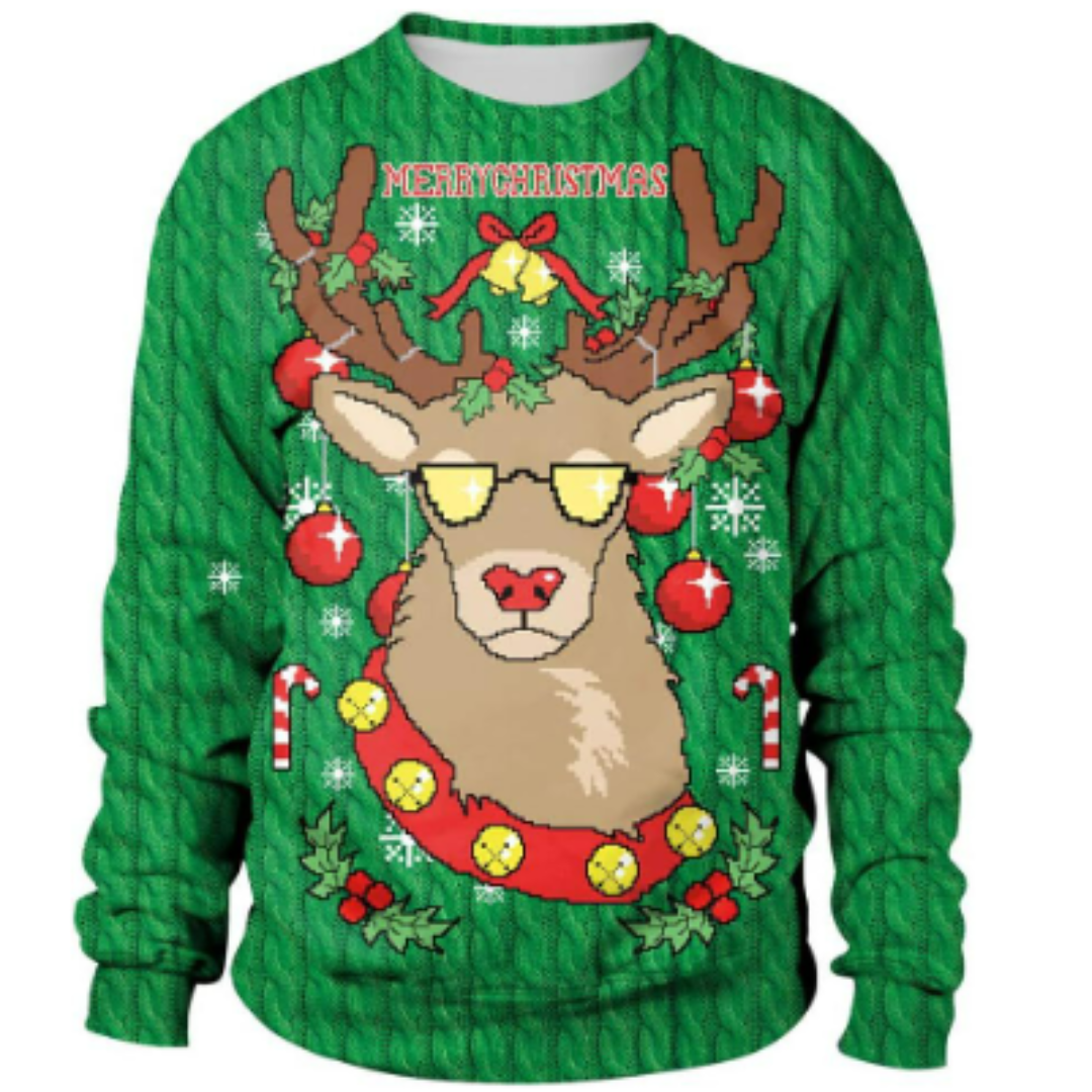 Maglione natalizio unisex oversize in caldo tessuto lavorato a maglia 3