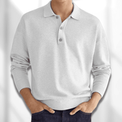 Maglione polo da uomo - Lavorato a maglia - Manica lunga - Colletto classico a 3 bottoni 2