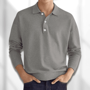 Maglione polo da uomo - Lavorato a maglia - Manica lunga - Colletto classico a 3 bottoni 4