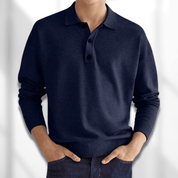 Maglione polo da uomo - Lavorato a maglia - Manica lunga - Colletto classico a 3 bottoni 5
