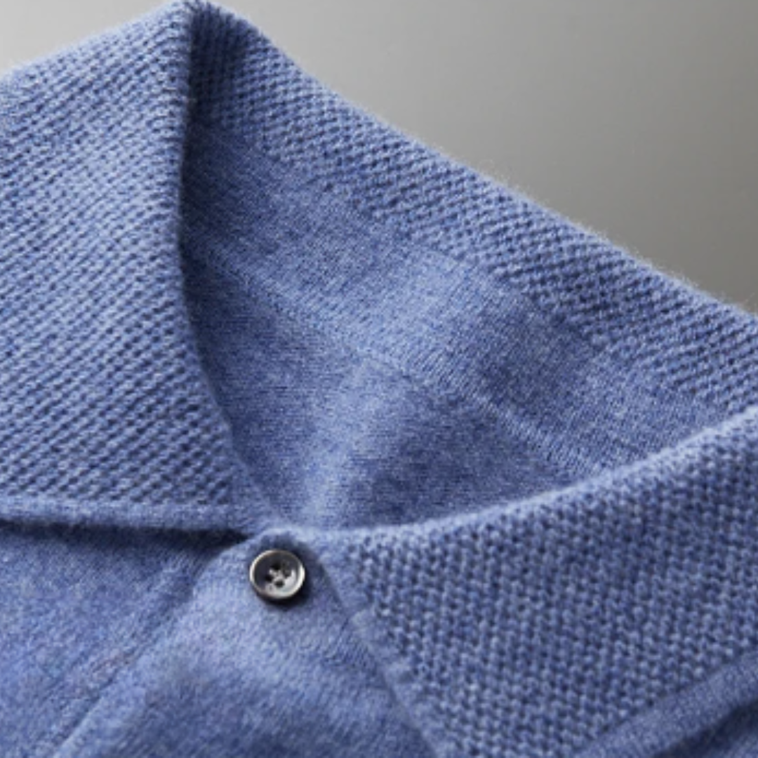 Maglione polo da uomo – Lana Merino – Vestibilità standard – Abbottonatura – Rifiniture a coste 4